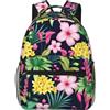 CHRYSM Zaino per ragazze, ragazzi, adolescenti, scuola, libreria, aereo pozzetto, zaino per scuola superiore, università, viaggi, lavoro, Fiore colorato hawaiano., Taglia unica