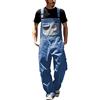 Mymyguoe Jeans Salopette da uomo 90 Jeans Jumpsuit Tuta Tuta per il tempo libero Salopette Largo Destroyed Hip Hop Y2K Jogger Cargo Pants Baggy Streetwear Punk Pantaloni, Blu, 5XL