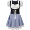 JokeLomple Abito Tradizionale Dirndl da Donna - Vestito Medievale Donna Costume Tradizionale Bavarese Costume Tradizionale Dirndl Carnevale e Feste Costume con Camicetta e Grembiule Stile Oktoberfest