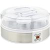 HOMCOM Yogurtiera 20W da 1.5L con 7 Vasetti e Display con Pulsanti, Macchinario per Yogurt in Acciaio Inox e Plastica, 24x24x13 cm, Bianca