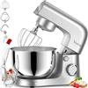 Vezzio Impastatrice Planetaria, 4.5L Robot da Cucina Multifunzione, 10 Velocità Leggero Impastatrice Pizza con Uncino Impastatore, Mescolatore, Frusta Sbattitric(Argento)