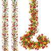 MEIVINES Artificiale Ghirlanda di Fiori 2PCS 5.9FT Ghirlanda Fiori Finti Artificiale Fiori di Seta Appesa Rattan per la Decorazione Della Parete di Nozze All'Aperto (Rosso & Arancione & Giallo)