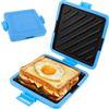 JEJUWE Macchina per toastie per microonde, in silicone, senza fili, con tecnologia Heatwave, tostapane, piastra antiaderente, per cucinare panini croccanti (blu)