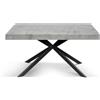KONTE.DESIGN Tavolo CAMAIORE in legno, finiture varie e base a X in metallo, allungabile (Grigio Cemento Base Nera, 140 x 90)