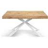 KONTE.DESIGN Tavolo CAMAIORE in legno, finiture varie e base a X in metallo, allungabile (Rovere Rustico Base Bianca, 140 x 90)