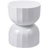 Baroni Home Sgabello Clessidra in Acrilico Moderno, Poggiapiedi Rotondo Esagonale Design in Policarbonato per Soggiorno, Camera da Letto, Cucina, 36x36x45 cm, Bianco