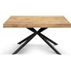 KONTE.DESIGN Tavolo CAMAIORE in legno, finiture varie e base a X in metallo, allungabile (Rovere Rustico Base Nera, 140 x 90)