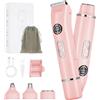 AOOWU Rasoio Elettrico Donna, 4 in 1 Doppia Testa Rasoio Elettrico Corpo IPX7 Impermeabile, Indolore Rasoio Parti Intime Donna Wet & Dry, Epilatore Kit per Viso, Soprocciglia e Inguine, Display LED