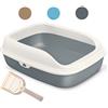 BPS BUENA PET SHOP BPS Vassoio Sanitario per Gatti e Gattini Lettiera Aperta in Plastica, per Animali Domestici con Paletta Misure 40,5 x 30 x 13,8 cm