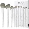 BEILI Set di pennelli da trucco bianchi, 12 pennelli vegani per cipria, correttore, sopracciglia, ombretto, contouring, eyeliner, pennello per occhi (bianco)