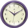 Infinity Instruments LTD. Retro 9 inch Silent Sweep Non-Ticking Mid Century Modern Kitchen Diner Wall Clock Quartz Movement Retro Wall Clock Decorative (Purple)…