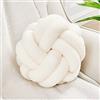Uvvyui Cuscino a sfera con nodo, morbido cuscino annodato color avorio, fatto a mano, rotondo, in peluche, estetico e carino, grande cuscino decorativo per letto, pavimento, divano, camera da letto,