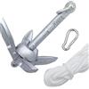 Glac Store Ancora ad Ombrello Pieghevole in Acciaio AISI 316, 0,7 kg, 160x180 mm, con Cima 8 m e Moschettone, per Pesca e Kayak