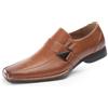 Cusolemore Mocassini da uomo senza lacci, foderati in pelle, soletta imbottita, fodera morbida, design robusto con fibbia, comfort classico ed elegante, Marrone, 43 EU