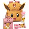 Pokémon Eevee 4 Piece Zaino Set | Personaggio animato 3D Orecchie Rosa Zaino Pranzo Borsa Pencil Case Water Bottle Gioco Back to School Bag Regali