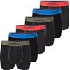 O'Neill - Boxer da uomo, confezione da 6 pezzi, tinta unita, sport, boxer basic, biancheria intima, senza apertura sul davanti, in cotone, nero, rosso, blu, M, L, XL, XXL, XXL