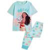 Disney Set Pigiama per Ragazze Moana | Top a Maniche Corte con Grafica dei Personaggi di Moana e Pua per Bambini e Pantaloni del Pigiama a Gamba Lunga in Blu | Indumenti da Notte con Stampa