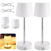 YOUYIKE 2 lampade da tavolo a LED con batteria USB, ricaricabili, telescopiche, da tavolo, da comodino, dimmerabili, per comodino, camera da letto, soggiorno(A)