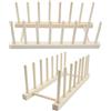 TETEWEVER 2 Pezzi Scolapiatti da Appoggio di Legno 7 Slot Porta Piatti Scola Piatti per Taglieri, Piatti, Ciotole, Tazze, Libri