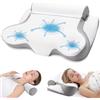 TOPESCT Cuscino cervicale in memory foam per dolore al collo e alle spalle, 2 in 1, ortopedico per il collo e cuscino per dormire lateralmente (grigio chiaro)