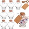 BENECREAT 8 Pack 60ml Barattoli per Bomboniere in Vetro a Forma di Cuore con Coperchi in Sughero, Tag Etichetta e Stringa per Candy, Snack, Spezie, Decortaion per Feste in Casa