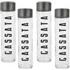 BrandPrint - Set di 4 Bottiglie in Vetro Cilindro 1 Lt con Tappo a Vite | Serigrafate Gassata in Grigio Scuro | Bottiglie Riutilizzabili per Acqua e Bevande Frizzanti