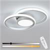 SENQIU Plafoniera LED Soffitto Dimmerabile, 40W Lampada da Soffitto Moderna con Telecomando 3000K-6500K, Lampadario LED Moderno Rotondo per Camera da Letto Soggiorno Sala da Pranzo, Argento