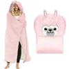 YushengTai Coperta Indossabile Alpaca con Cappuccio per Donna, Morbida e Calda, Senza Maniche con Tasche Pelose, Regali Divertenti per Compleanno e Natale, Flanella 125x160 cm, Rosa