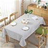 Fsnsu Tovaglia Cotone e Lino Rettangolare, Idrorepellente Anti-Macchia Tovaglia da Tavolo a Quadretti Multiuso per Interni e Esterni Decorazione Domestica della (120x160cm,Bianca)
