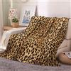 FANSU Coperta Plaid in Pile di Flanella, Microfibra Morbido Durevole e Caldo 3D Stampa Peluche Matrimoniale Coperte Copriletti per Letto Divano Soggiorno (Leopardo Marrone,130x150cm)