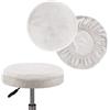 FASCINATDECO Fodera Sgabello, 2 Pezzi Copri Sgabello Bar, Coprisedia Rotondo In Velluto, Tessuto Elastico Spesso E Rimbalzante Lavabile (Avorio,Large)
