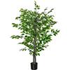 HOMCOM Pianta di Ficus Artificiale 135m in Vaso con 756 Foglie, Pianta Finta Realistica per Interno ed Esterno