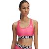 Under Armour Donna HeatGear Mid Branded, Reggiseno Sportivo Elasticizzato con Sostegno Medio, Top Sportivo da Palestra con Doppia Fodera Non Imbottito,Super Pink/White,MD
