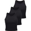 BOAO 4 Pezzi Crop Top da Donna, Top da Allenamento Base con Spalline Sottili Canottiere Senza Maniche Canotte Incrociate sulla Schiena per Sport Palestra, Nero, XX-Large