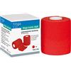 Höga-Lastic-antiaderente rosso, (antiaderente fine anche) GARZA ADESIVA colorata benda con corto treno - 8 cm x 5 m dell'applicazione, traspirante, antiscivolo, elastico