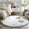 Amdrebio Tappeto rotondo bianco per camera da letto, soffice tappeto circolare 1,5 x 1,5 m, per camera dei bambini, tappeto peloso, circolare, shaggy per stanza dei bambini, per dormitorio, bianco