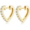 GAVU Orecchini Donna in Argento Placcato Oro 14k con Zirconia Cubica, Orecchini Cuore da Donna