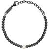Breil, Collezione Hazard, Bracciale da Uomo in Ematite, Con Perla Naturale di Acqua Dolce, Chiusura a Moschettone, Lunghezza Regolabile