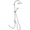 Cornat Neo TECBW3413 System - Set completo doccia con 5 tipi di soffione tondo cromato, getto normale, morbido e massaggiante, anticalcare con distanza tra i fori variabile