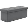 BRIAN & DANY Pouf Contenitore Pieghevole 110x 40x 40 cm, Cassapanca Contenitore da Interno in Velluto, Puff Poggiapiedi Rettangolare Panca per Camera da Letto, Grigio