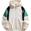 DUHENWU Giacca da mezza stagione, da uomo, antivento, con cappuccio, patchwork, blocco di colore, oversize, hip hop, giacca per adolescenti, sport, giacca a vento college, cerniera intera, O beige., M