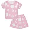 HMZXZ Set pigiama corto per bambini rosa gatto zampa stampa ragazze ragazzi pigiama set cotone estate biancheria da notte set gattino impronte, multicolore, 12 anni