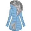 Generic Giacca invernale da donna, lunga e calda imbottitura, elegante, con cappuccio, in pile con cappuccio, slim fit, effetto piumino, cappotto invernale, con cappuccio, grandi dimensioni, Celeste., 4XL