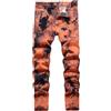 Generisch Jeans da uomo con design elaborato, vestibilità regolare flessibile, dettagli eleganti, durevoli, comodi e dritti in denim Destroyed Slim Fit Stretch Jeans strappati, marrone, 44