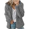 Generic Giacca da donna a maniche lunghe, con cappuccio, per donna, foderata in pile, termica e pelosa, cardigan con cappuccio, E-387 Grigio Scuro, XL
