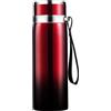 GHKLNY Borraccia termica a doppia parete isolata sottovuoto, grande capacità, con tazza e corda, in acciaio inox, per bevande calde e fredde (rosso, 1000 ml)