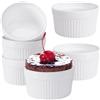 MEETOZ Pirottini in porcellana bianca, 99,2 g, piccoli piatti da soufflé, per creme brûlée, gelati, salse e salse, set di 6 mini ciotole da forno in ceramica bianca (bianco)