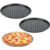 MANCHAP 3 vassoi per pizza da 32 cm, antiaderenti per pizza, con fori, teglia rotonda per pizza, vassoio forato per cottura
