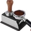 AYNEFY Base Pressino Caffè in Acciaio Inox 14cm, Antiscivolo | Struttura in silicone rimovibile, lavabile, per macchina espresso e bancone bar, nero opaco, 390g