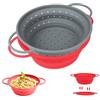 LUHOCIY 2 Pezzi Scolapasta Pieghevole, Scolapasta Silicone, Scolapasta Salvaspazio Silicone, Cestello Scolapasta per Scolare Pasta, Verdura, Frutta e Fagioli (Grigio + Rosso)